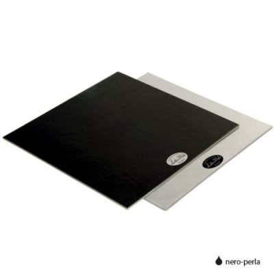 PIATTO RE QUADRO NERO/PERLA 28X28 PZ.50