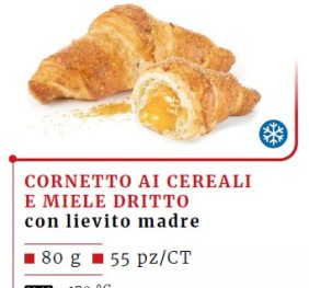 C&M CORNETTO DRITTO CEREALI E MIELE 85GR 55PZ